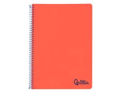 Cuaderno espiral liderpapel A4 wonder tapa plastico 80h 90gr pauta ancha 3,5mm con margen color rojo