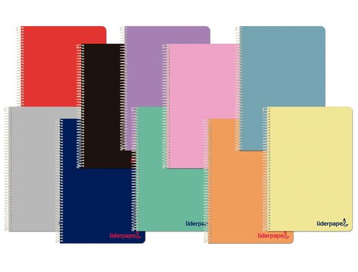 Cuaderno espiral liderpapel a4 wonder tapa plastico 80h 90gr pauta ancha 3,5mm con margen colores surtidos