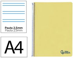 Cuaderno espiral liderpapel A4 wonder tapa plastico 80h 90gr pauta estrecha 2,5mm con margen color amarillo