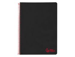 Cuaderno espiral liderpapel A4 wonder tapa plastico 80h 90gr pauta estrecha 2,5mm con margen color negro