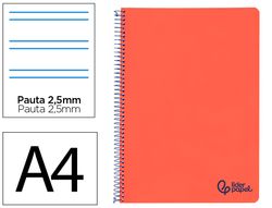 Cuaderno espiral liderpapel A4 wonder tapa plastico 80h 90gr pauta estrecha 2,5mm con margen color rojo