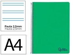 Cuaderno espiral liderpapel A4 wonder tapa plastico 80h 90gr pauta estrecha 2,5mm con margen color verde oscuro