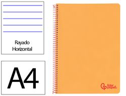 Cuaderno espiral liderpapel A4 wonder tapa plastico 80h 90gr rayado horizontal con margen color naranja