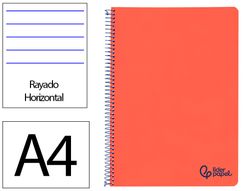 Cuaderno espiral liderpapel A4 wonder tapa plastico 80h 90gr rayado horizontal con margen color rojo