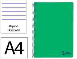Cuaderno espiral liderpapel A4 wonder tapa plastico 80h 90gr rayado horizontal con margen color verde oscuro
