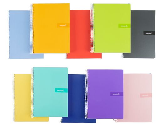 Cuaderno espiral liderpapel a5 crafty tapa forrada 80h 90 gr cuadro 4 mm con margen colores surtidos
