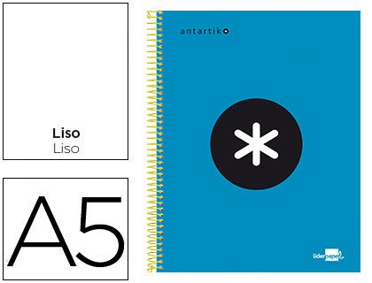 Cuaderno Espiral Liderpapel A5 Micro Antartik Tapa Forrada 120 H 100G Liso con Bandas 6 Taladros Color Azul
