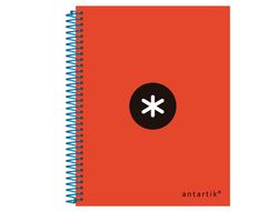 Cuaderno Espiral Liderpapel A5 Micro Antartik Tapa Forrada 120 H 100G Liso con Bandas 6 Taladros Color Rojo