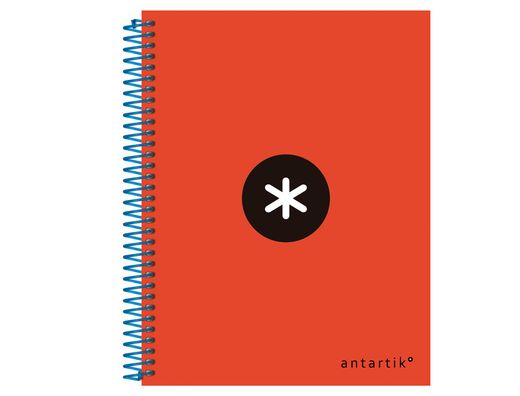 Cuaderno Espiral Liderpapel A5 Micro Antartik Tapa Forrada 120 H 100G Liso con Bandas 6 Taladros Color Rojo