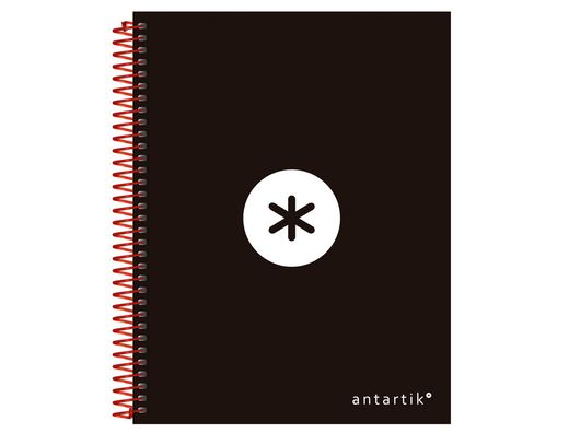 Cuaderno Espiral Liderpapel A5 Micro Antartik Tapa Forrada 120H 90 gr Cuadro5Mm 5 Bandas 6 Taladros Color Negro