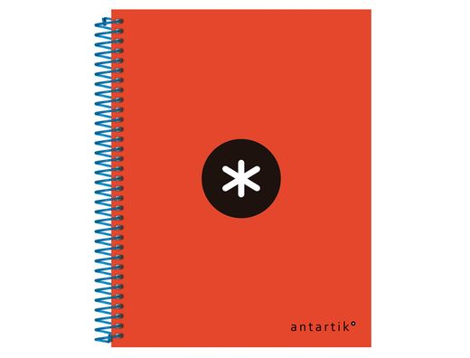 Cuaderno Espiral Liderpapel A5 Micro Antartik Tapa Forrada 120H 90 gr Cuadro5Mm 5 Bandas 6 Taladros Color Rojo