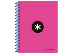 Cuaderno Espiral Liderpapel A5 Micro Antartik Tapa Forrada 120H 90 gr Cuadro5Mm 5 Bandas 6 Taladros Color Rosa