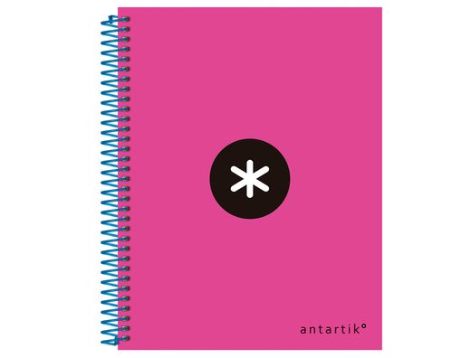 Cuaderno Espiral Liderpapel A5 Micro Antartik Tapa Forrada 120H 90 gr Cuadro5Mm 5 Bandas 6 Taladros Color Rosa