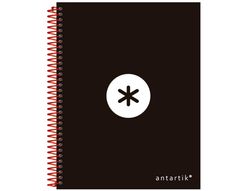 Cuaderno Espiral Liderpapel A5 Micro Antartik Tapa Forrada 120H 90 gr Horizontal 5 Bandas 6 Taladros Color Negro