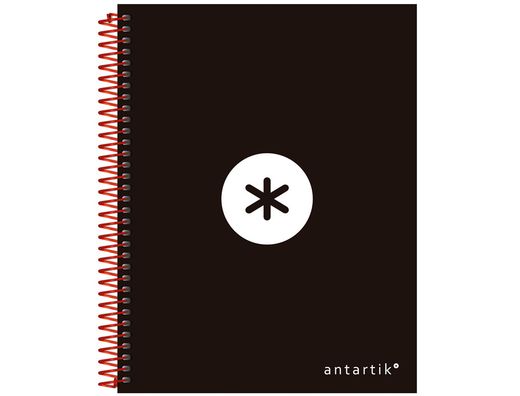 Cuaderno Espiral Liderpapel A5 Micro Antartik Tapa Forrada 120H 90 gr Horizontal 5 Bandas 6 Taladros Color Negro