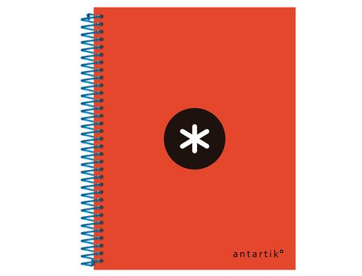 Cuaderno Espiral Liderpapel A5 Micro Antartik Tapa Forrada 120H 90 gr Horizontal 5 Bandas 6 Taladros Color Rojo.