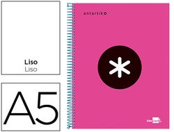 Cuaderno Espiral Liderpapel A5 Micro Antartik Tapa Forrada 120H 90 gr Liso con Bandas 6 Taladros Color Rosa Fluor