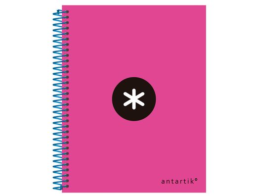 Cuaderno Espiral Liderpapel A5 Micro Antartik Tapa Forrada 120H 90 gr Liso con Bandas 6 Taladros Color Rosa Fluor