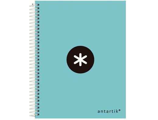 Cuaderno espiral liderpapel a5 micro antartik tapa forrada 120h 90 gr cuadro 5 mm 5 band6 taladros color menta