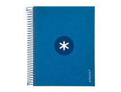 Cuaderno espiral liderpapel a5 micro antartik tapa forrada 120h 90 gr cuadro 5mm 5 banda6 taladros color azul oscuro