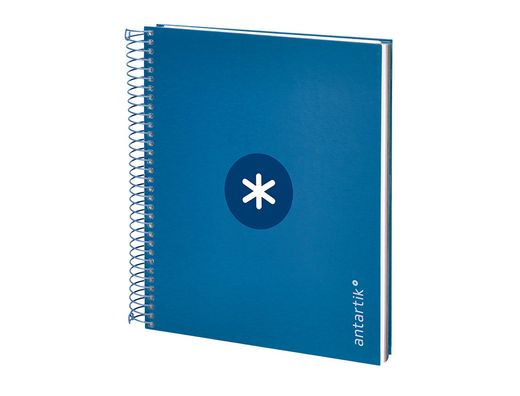 Cuaderno espiral liderpapel a5 micro antartik tapa forrada 120h 90 gr cuadro 5mm 5 banda6 taladros color azul oscuro