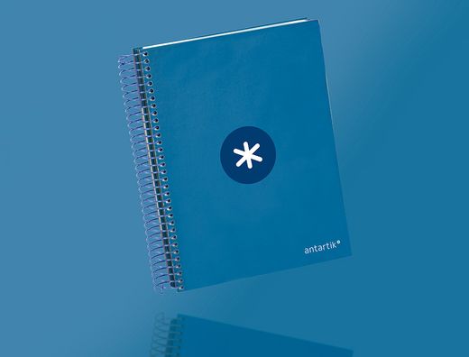 Cuaderno espiral liderpapel a5 micro antartik tapa forrada 120h 90 gr cuadro 5mm 5 banda6 taladros color azul oscuro