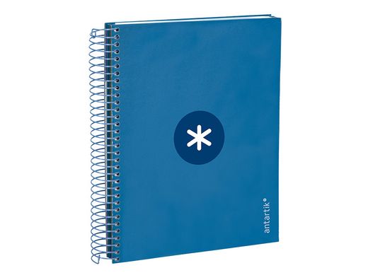 Cuaderno espiral liderpapel a5 micro antartik tapa forrada 120h 90 gr cuadro 5mm 5 banda6 taladros color azul oscuro