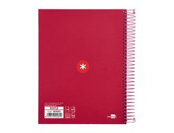 Cuaderno espiral liderpapel a5 micro antartik tapa forrada 120h 90 gr cuadro 5mm 5 banda6 taladros color frambuesa
