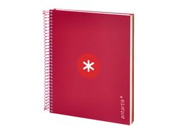 Cuaderno espiral liderpapel a5 micro antartik tapa forrada 120h 90 gr cuadro 5mm 5 banda6 taladros color frambuesa