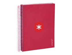 Cuaderno espiral liderpapel a5 micro antartik tapa forrada 120h 90 gr cuadro 5mm 5 banda6 taladros color frambuesa