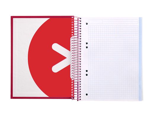 Cuaderno espiral liderpapel a5 micro antartik tapa forrada 120h 90 gr cuadro 5mm 5 banda6 taladros color frambuesa