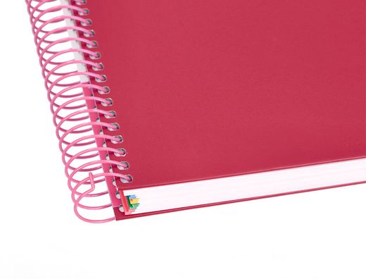 Cuaderno espiral liderpapel a5 micro antartik tapa forrada 120h 90 gr cuadro 5mm 5 banda6 taladros color frambuesa