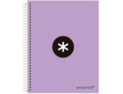 Cuaderno espiral liderpapel A5 micro antartik tapa forrada 120h 90 gr cuadro 5mm 5 banda6 taladros color lila lavanda
