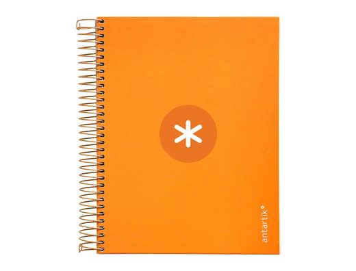 Cuaderno espiral liderpapel a5 micro antartik tapa forrada 120h 90 gr cuadro 5mm 5 banda6 taladros color mostaza