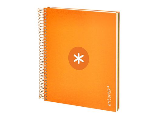 Cuaderno espiral liderpapel a5 micro antartik tapa forrada 120h 90 gr cuadro 5mm 5 banda6 taladros color mostaza