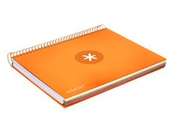 Cuaderno espiral liderpapel a5 micro antartik tapa forrada 120h 90 gr cuadro 5mm 5 banda6 taladros color mostaza