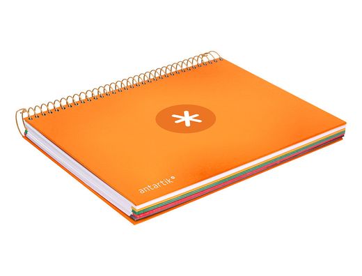 Cuaderno espiral liderpapel a5 micro antartik tapa forrada 120h 90 gr cuadro 5mm 5 banda6 taladros color mostaza