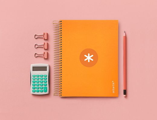 Cuaderno espiral liderpapel a5 micro antartik tapa forrada 120h 90 gr cuadro 5mm 5 banda6 taladros color mostaza