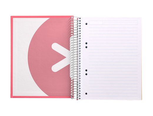 Cuaderno espiral liderpapel a5 micro antartik tapa forrada 120h 90 gr horizontal 5 banda6 taladros color coral