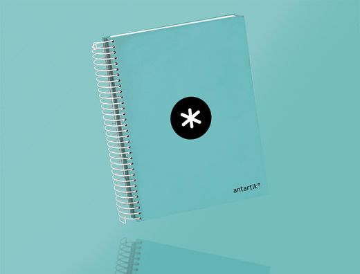 Cuaderno espiral liderpapel a5 micro antartik tapa forrada 120h 90 gr horizontal 5 banda6 taladros color menta