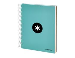Cuaderno espiral liderpapel a5 micro antartik tapa forrada 120h 90 gr horizontal 5 banda6 taladros color menta