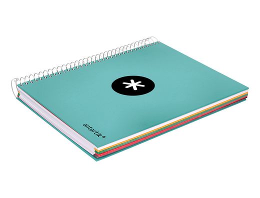 Cuaderno espiral liderpapel a5 micro antartik tapa forrada 120h 90 gr horizontal 5 banda6 taladros color menta