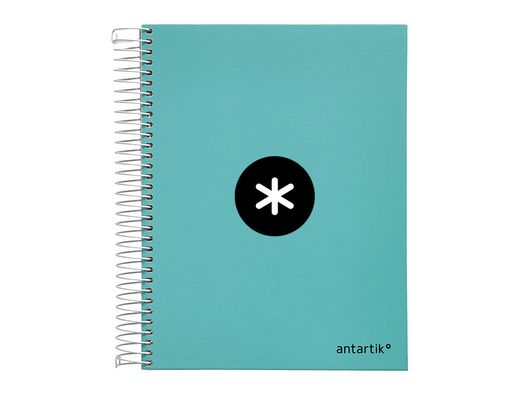 Cuaderno espiral liderpapel a5 micro antartik tapa forrada 120h 90 gr horizontal 5 banda6 taladros color menta