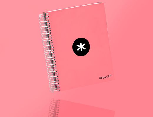 Cuaderno espiral liderpapel a5 micro antartik tapa forrada 120h 90 gr liso 5 bandas 6 taladros color coral