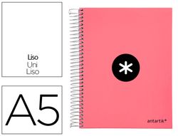 Cuaderno espiral liderpapel a5 micro antartik tapa forrada 120h 90 gr liso 5 bandas 6 taladros color coral
