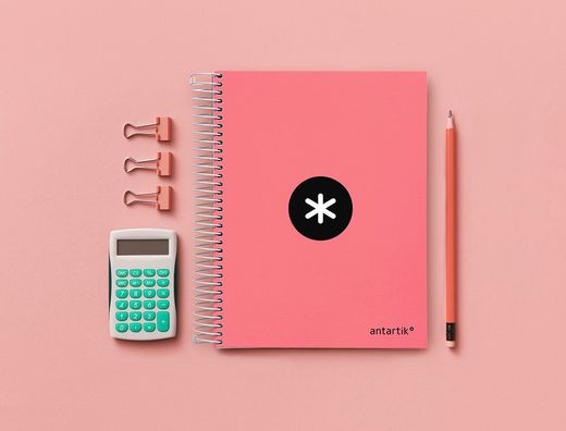 Cuaderno espiral liderpapel a5 micro antartik tapa forrada 120h 90 gr liso 5 bandas 6 taladros color coral