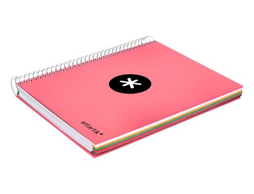 Cuaderno espiral liderpapel a5 micro antartik tapa forrada 120h 90 gr liso 5 bandas 6 taladros color coral