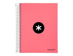 Cuaderno espiral liderpapel a5 micro antartik tapa forrada 120h 90 gr liso 5 bandas 6 taladros color coral