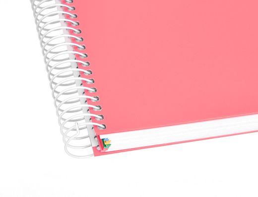 Cuaderno espiral liderpapel a5 micro antartik tapa forrada 120h 90 gr liso 5 bandas 6 taladros color coral