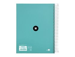 Cuaderno espiral liderpapel a5 micro antartik tapa forrada 120h 90 gr liso 5 bandas 6 taladros color menta